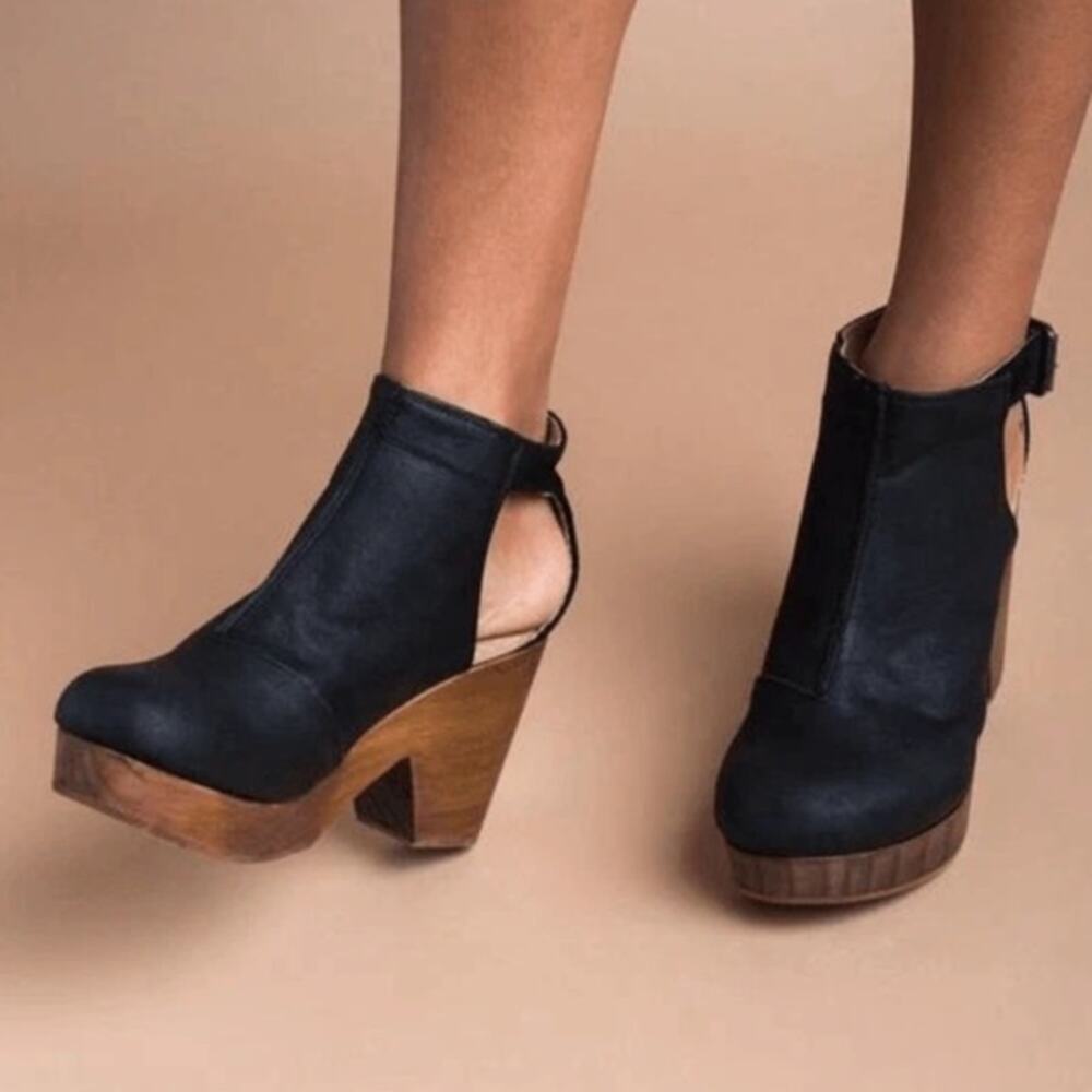 Free People Amber Orchard suede leather wooden boho clog sandals size 38/US 7.5